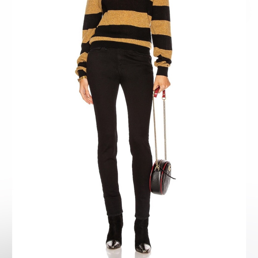 R13 high rise skinny jeans in Rinsed Black